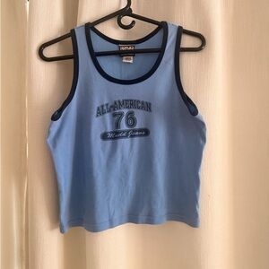 Vintage graphic Mudd Light Blue Tank Top with Navy Trim